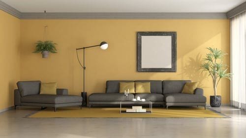Warm gold accent wall painted by The Horses Construction Services in a Lawrenceville, Georgia home